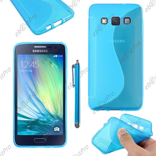 Ebeststar ® Housse Etui Coque Silicone Gel Motif S-Line Protection Souple Pour Samsung Galaxy A3 Sm-A300f, Couleur Bleu + Stylet + Film Protection D'écran