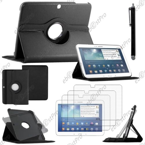 ebestStar ® Housse Coque Etui PU cuir rotatif avec support à rotation 360° pour Samsung Galaxy Tab 3 10.1 GT-P5210, 10 pouces P5200 P5220, Couleur Noir + Stylet 3 Film