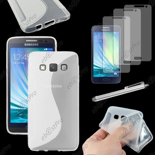 Ebeststar ® Housse Etui Coque Silicone Gel Motif S-Line Protection Souple Pour Samsung Galaxy A3 Sm-A300f, Couleur Transparent + Stylet 3 Film