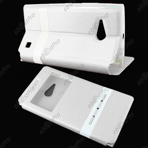 ebestStar ® Housse Pochette Protection Coque Etui type S-View pour Nokia Lumia 735 730 dual, Couleur Blanc + Film protection d'écran