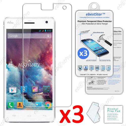 Ebeststar ® Lot X3 Film Protection En Verre Trempé Vitre Protecteur Anti Casse, Anti-Rayure, Anti Choc Pour Wiko Highway 4g