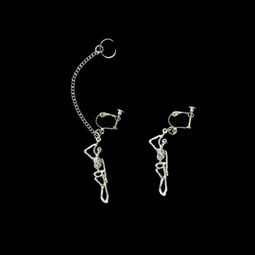 Boucles D'oreilles Squelette Punk Pour Femmes, 1 Paire, 2020, Bijoux À La Mode, Clip, Style Coréen, Boucles D'oreilles Pendantes