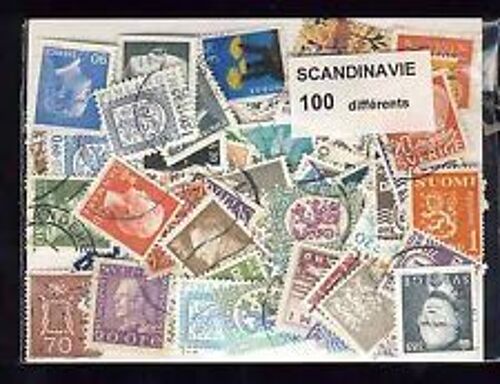 Scandinavie 100 Timbres Differents Obliteres Tous Pays