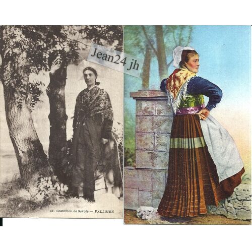 Lot De 2 Cpa : Costumes De Savoie  - Valloire/Maurienne