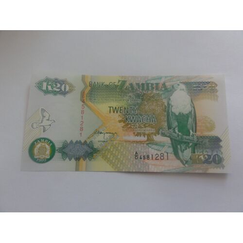 Billet 20 Kwacha Zambie 1992