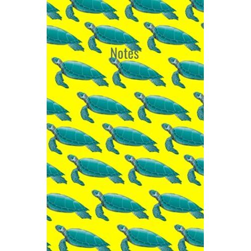 Notes: Lined Notebook, 60 Pages Bright Yellow And Turquoise Turtle Maximalist Pattern