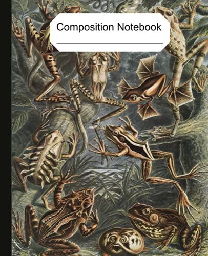 Composition Notebook: Frogs - Antique Lithograph By Ernst Haeckel Vintage Illustration, Wide Ruled Paper Journal For Works College And Home School. ... Students, Teachers, Botanists And Biologists