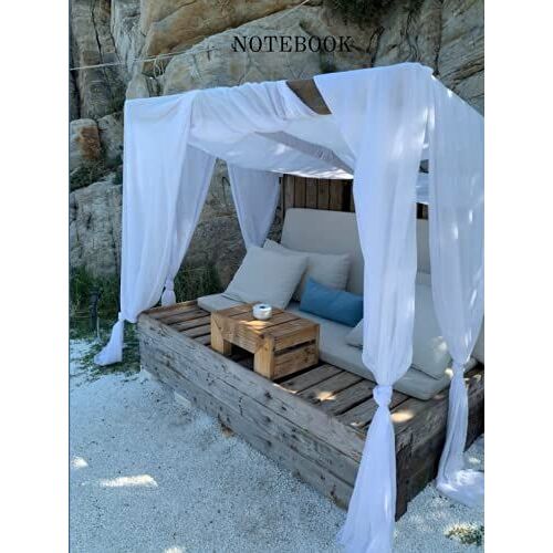 Notebook: Meditation Bed Near Mediterranean Sea Europe Notebook / Journal - College Ruled Lines - 130 Pages - 8.25 X 11 Inches - Unique Real Photo Cover - Hardcover