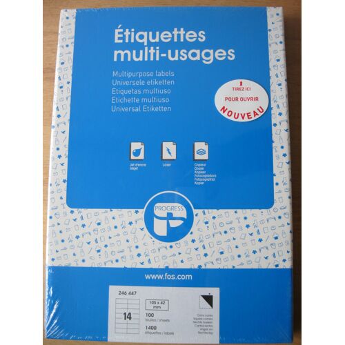 Boite De 1400 Etiquettes Multi-Usages 105x42 Mm Coins Carrés 