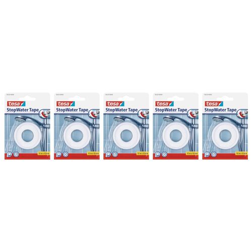 tesa Lot de 5 Rubans isolant "StopWater" 12 mm x 12 m Blanc