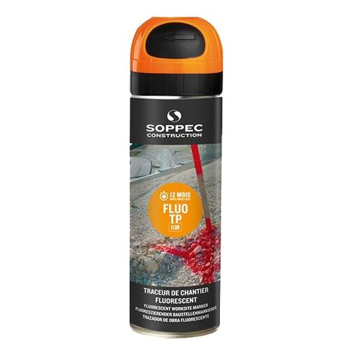 Traceur de chantier fluorescent FLUO TP 500 ml de couleur Orange - 141516O - Soppec