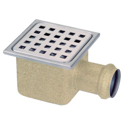 Siphon de sol inox 105x105 sortie horizontale SH40 - GEBO - 21.413