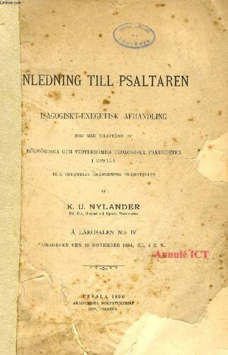 Inledning Till Psaltaren, Isagogiskt-Exegetisk Afhandling