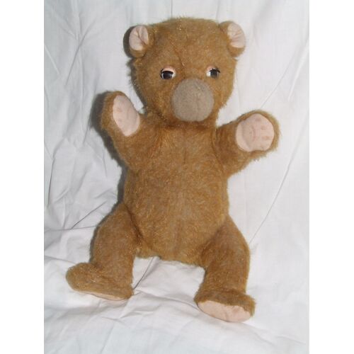 Ours Bear  Ancien Vintage Doudou Marron Beige Yeux Dormeurs Peluche De 33 Cm