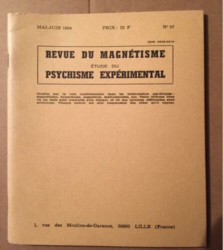 Revue Du Magnétisme  N° 57 : Étude Du  Psychisme Expérimental