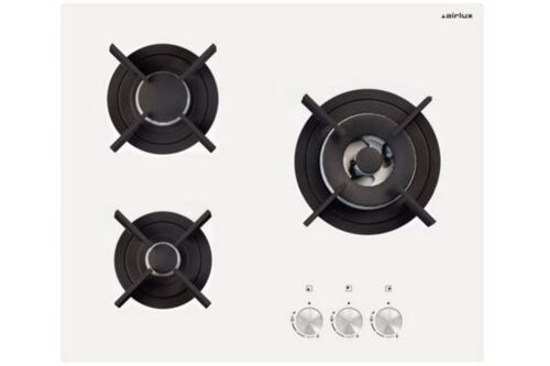 Airlux AV635HWH - Table de cuisson au gaz - 3 plaques de cuisson - Niche - largeur : 55 cm - profondeur : 47 cm - Blanc verre