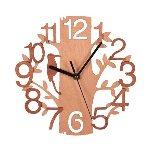 horloge murale 3D en forme d'oiseau, décoration Vintage, ronde en bois, pour maison, bureau, cuisine, chambre à coucher, cadeau, 23cm