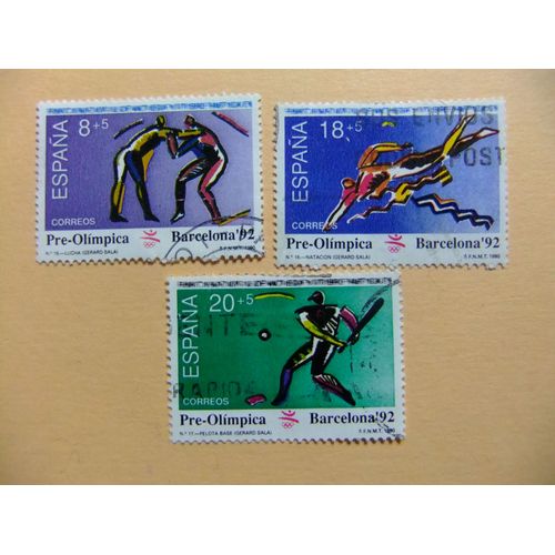 31 Espagne 1990 / Jeux De Barcelone 92 -Préolympiques / Edifil 3076 / 3078 Fu Yvert 2688 / 2690 Fu