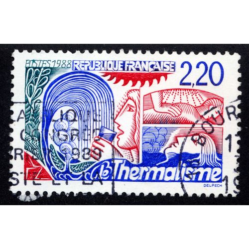 Timbre : 1988 Le Thermalisme,République Française,Postes,2,20