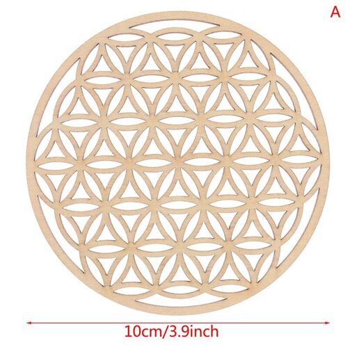 1pcs Fleur De Vie Forme Coaster Symmbole Naturel Bois Cercle Rond Sculpté Coaster Antidérapant Tampon Table Napperon