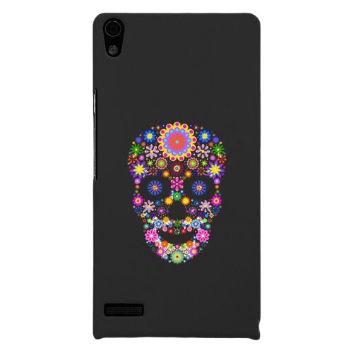 Coque Rigide Pour Huawei Ascend P6 Avec Impression Motifs Crâne En Fleurs