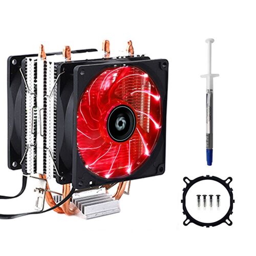refroidisseur de processeur d'ordinateur, 2 caloducs, double ventilateur, Option de dissipateur de chaleur