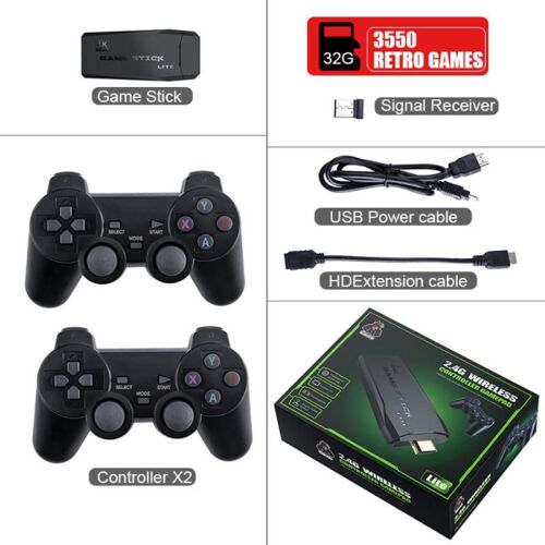 Console De Jeu Vidéo Hd 4k, 2.4 Go 32/64 Go, Double Contrôleur Sans Fil Pour Ps1/Fc/Gba, Rétro Classique Tv, Manette De Jeu 10000