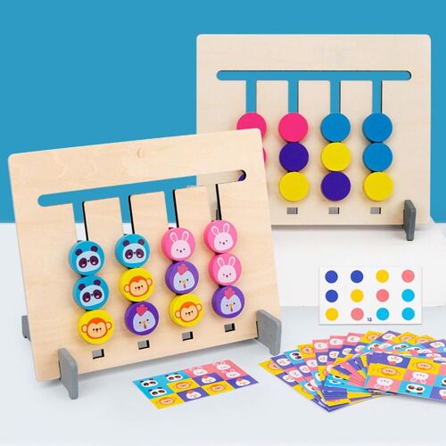 Jouet En Bois Double Face, 4 Couleurs, Jeu Logique Animal, Jouets D'Éveil Montessori