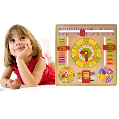 Jouets En Bois Montessori Pour Bébé, Saison Météo Calendrier Horloge Cognition Âge Préscolaire, Outils Pédagogiques Pour Enfants