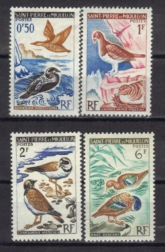 St-Pierre-Et-Miquelon 1963 : Oiseaux : Eiders / Lagopèdes Muets / Gravelots / Sarcelles -  Série Entière De 4 Timbres Neufs *