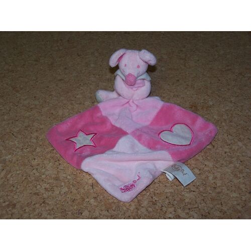 Doudou Plat Souris Baby Nat Rose Coeur Etoile