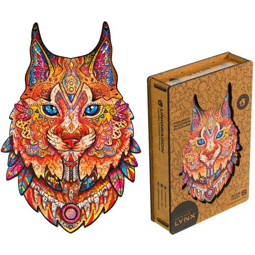 Puzzle En Bois Unidragon, Meilleur Cadeau Pour Adultes Et Enfants, Pièces De Puzzle De Forme Unique Gentle Lynx, 17 X 25 Cm, 105 Pièces, Petit