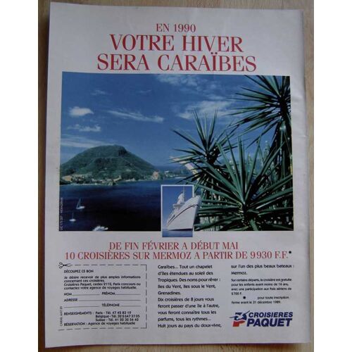 Publicité Papier - Croisières Paquet De 1989