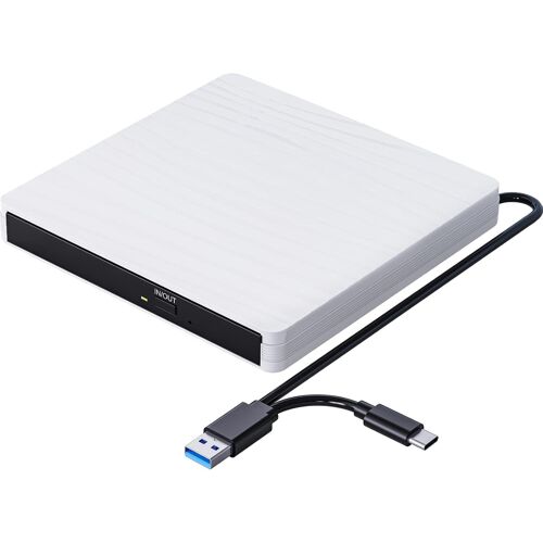 Lecteur CD DVD Externe, Graveur CD avec USB3.0 Type-c, Ultra-Mince CD/VCD /-RW/ROM Portable External Drives pour Laptop, Desktops, PC, iMac, Macbook, Windows11/10/8/7/XP/Vista/MacOS