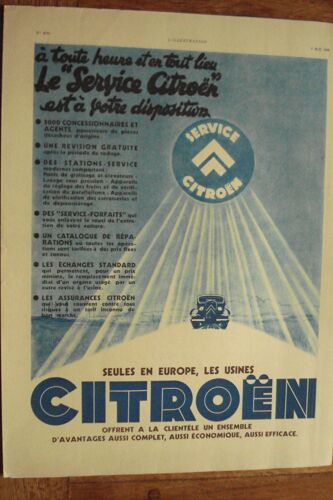 Publicité Automobiles Citroên  Années 1930