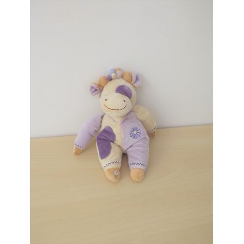 Doudou Vache Violette Fleurs Lascar
