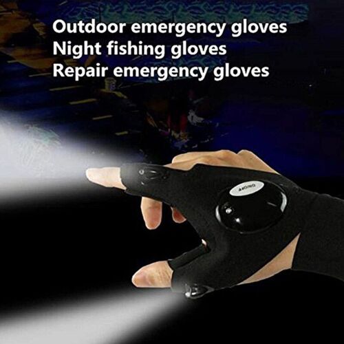 Gants De Pêche Lumineux Demi-Doigt Avec Lampe De Poche, Avec Led, Pour La Course De Nuit Et L'équitation, Sans Doigts, Nouvelle Collection