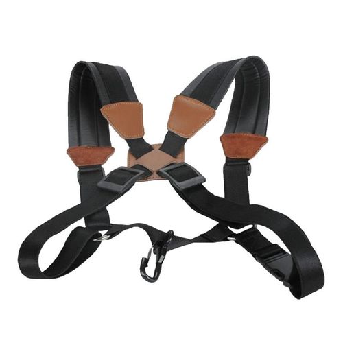 Harnais Noir Et Marron En Cuir Et Fiber De Polyester, Sangle D'épaule À Crochet Pour Saxophone Alto Tenor Soprano