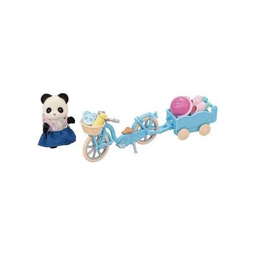 Sylvanian Families - Fille Panda, Son Vélo, Sa Remorque Et Accessoires