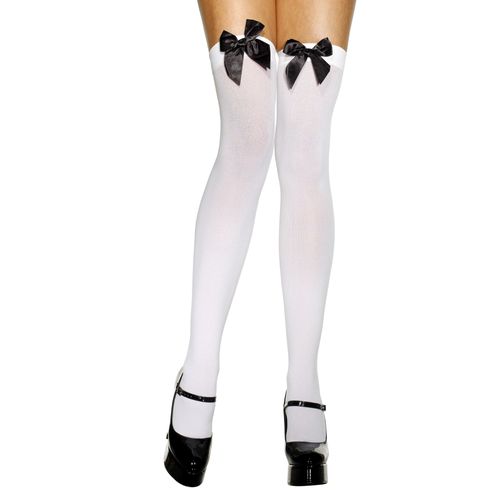 Bas Blancs Avec Noeud Noir Femme - 37826 - Taille Unique - Port 0¿
