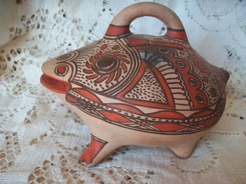 Grenouille Ancienne Poterie Ameyaltepec Guerrero Mexique Art Tribal Décoration Tirelire