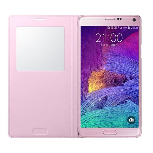 Etui Rose Pink Coque Case Housse Etui À Rabat View Samsung Galaxy Note 4 Leather Design Hot