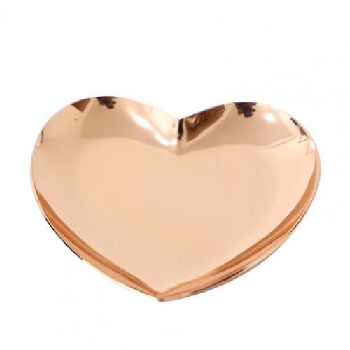 Plateau À Bijoux En Forme De Coeur En Acier Inoxydable, Présentoir À Bijoux À Bord Lisse Pour La Maison