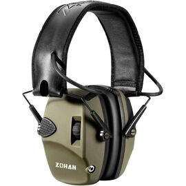 VornixorSarlshop054 Casque Anti Bruit de Tir Electronique Coussinets d'oreille Remplaçable, SNR 27dB, NRR 22dB, Réducteur de Bruit Réglable, Protection Auditive de Tir Amplificateur Sonore, Vert