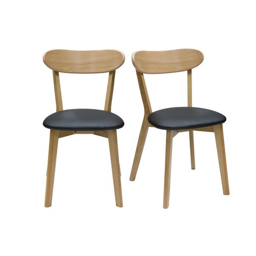 Chaises Vintage En Bois Clair Chêne Et Noir (Lot De 2) Dove
