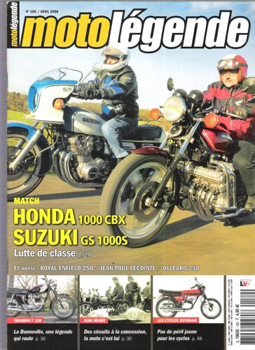 Moto Légende -189- Avril 2008, Honda 1000 Cbx, Suzuki Gs 1000s,...