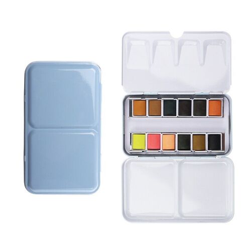 Boîte En Fer Blanc De 12 Couleurs, Aquarelle Unie, Peinture À L'eau Pour Dessins Animés Et Portraits, Fournitures D'art