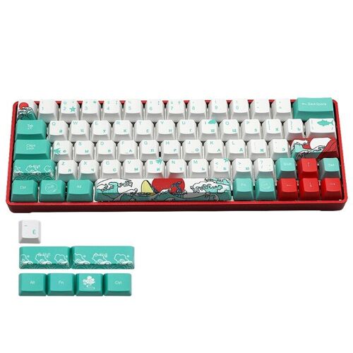 capuchons de clavier pour clavier mécanique, 71 touches, russe, corail, OEM, par Sublimation, pour GH60 XD64 DZ60 GK61 GK64