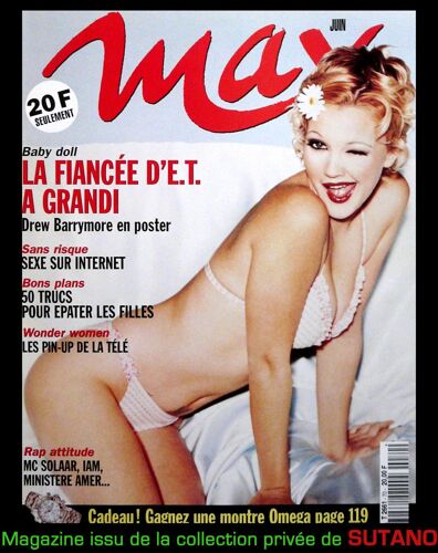 Max 70 01/06/1995 Drew Barrymore Poster Nue Ellen Von Unwerth Iam Mc Solaar Minister Amer Pin Up Tv