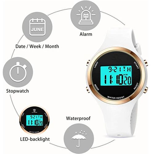 Montre Digitale Enfant Avec Chronomètre, Eclairage, Alarme, Date, Montres Sport Pour Fille Garçon Avec Bracelet En Silicone
